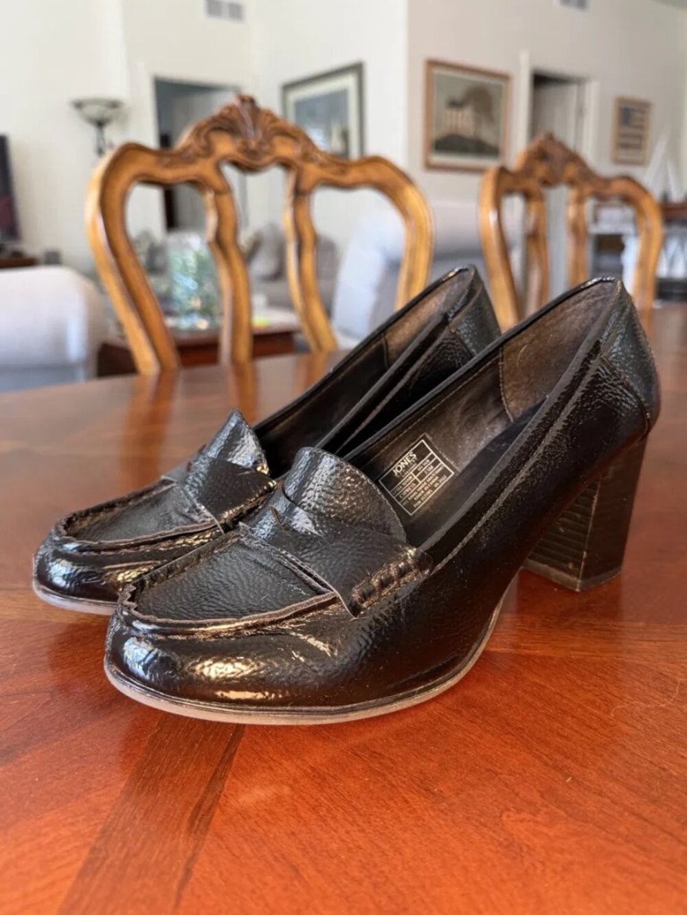 Jones New York Dark Academia Patent Leather Loafer Heels